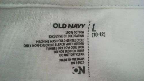 White T shirt with Hood  "Go With The Flow Logo" By old Navy Size 10 - 12