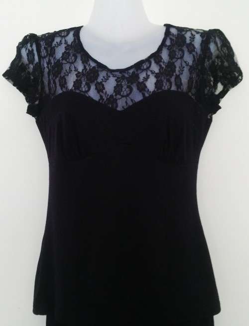 Black Top with Lace detail by News Size 10