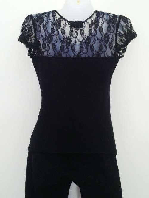 Black Top with Lace detail by News Size 10
