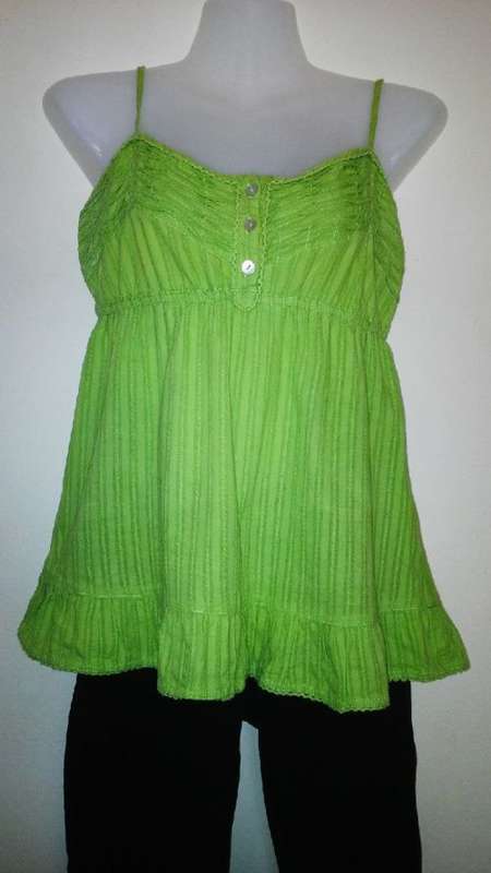 WomensLime Green Cotton Camisole top by Kelso Size 10 natural Boho style