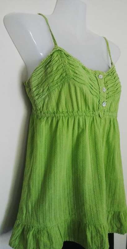 WomensLime Green Cotton Camisole top by Kelso Size 10 natural Boho style