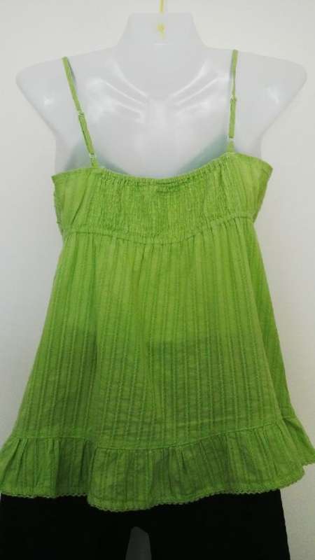 WomensLime Green Cotton Camisole top by Kelso Size 10 natural Boho style