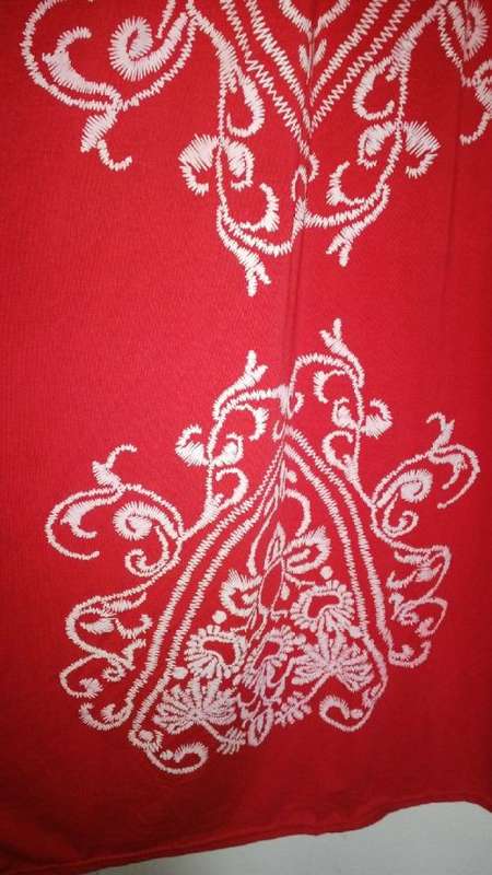 Red full Length Dress With Lace Straps Size Large