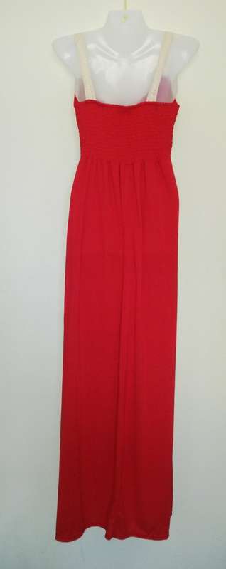 Red full Length Dress With Lace Straps Size Large