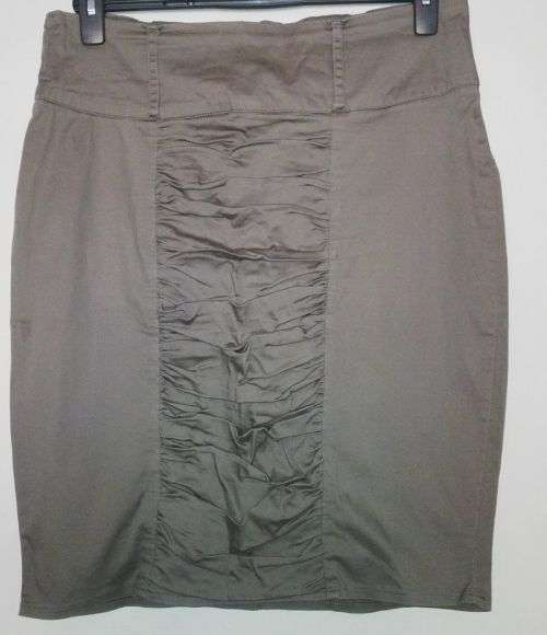 Beige Pencil Skirt with ruffle detail n front Size XL