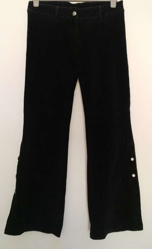 Black Couduroy Flared Jeans with buttons on side of flares Size