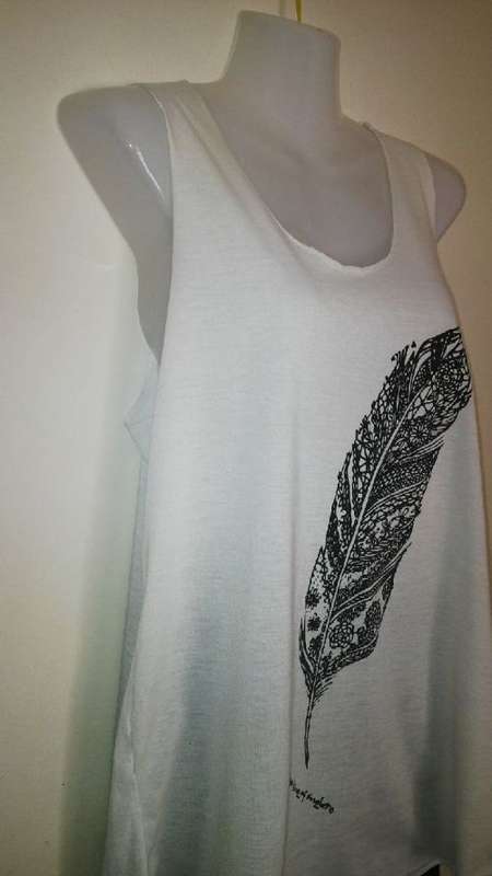 Cream Vest with Black Feather Logo Size Large