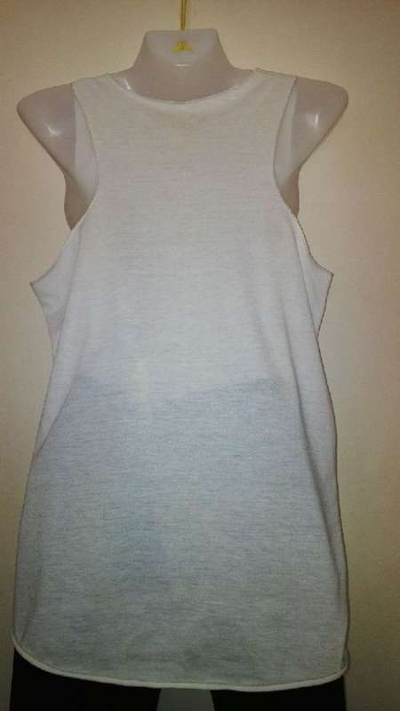 Cream Vest with Black Feather Logo Size Large
