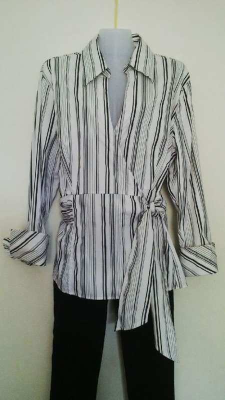 Black and White Wrap Around Shirt by Woolworths Size 42