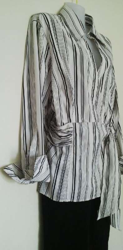 Black and White Wrap Around Shirt by Woolworths Size 42