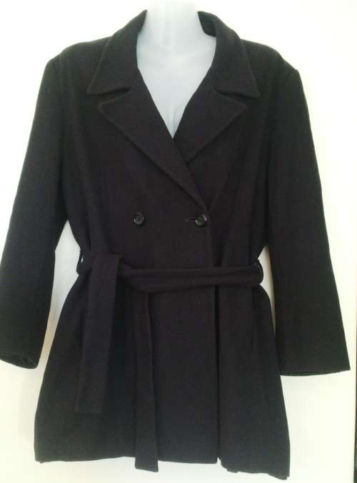 Ladies Navy Blue Wool mix Warm Winter Coat with Belt Size 14