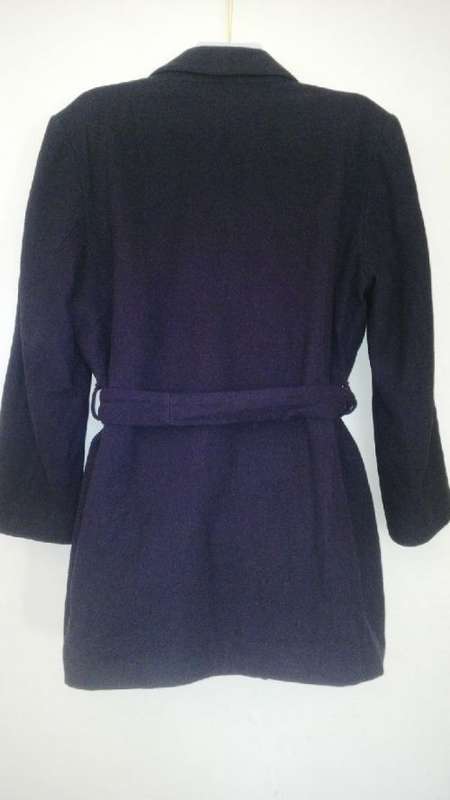 Ladies Navy Blue Wool mix Warm Winter Coat with Belt Size 14