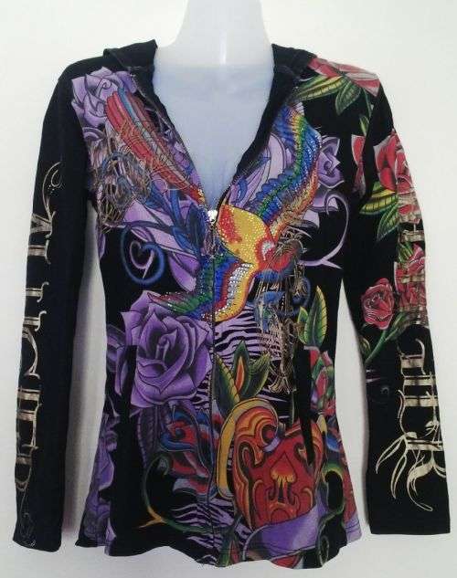 Gorgeous Colourful Hoodie by Christian Audigier Size medium