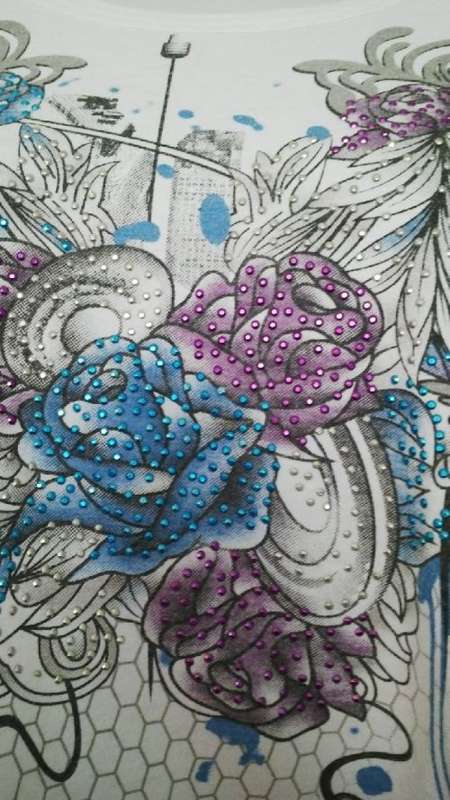 Cute White T shirt with sequin Motif by RT Size large