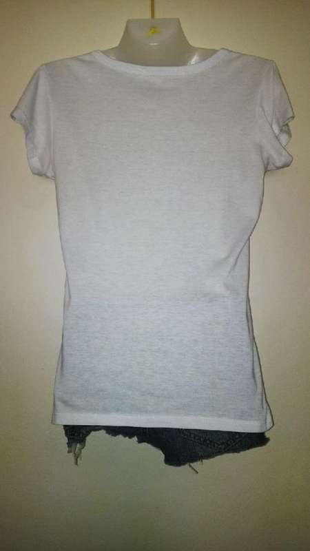 Cute White T shirt with sequin Motif by RT Size large