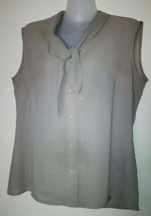 Beige Chiffon Top With Scarfe Detail on neck Size 16