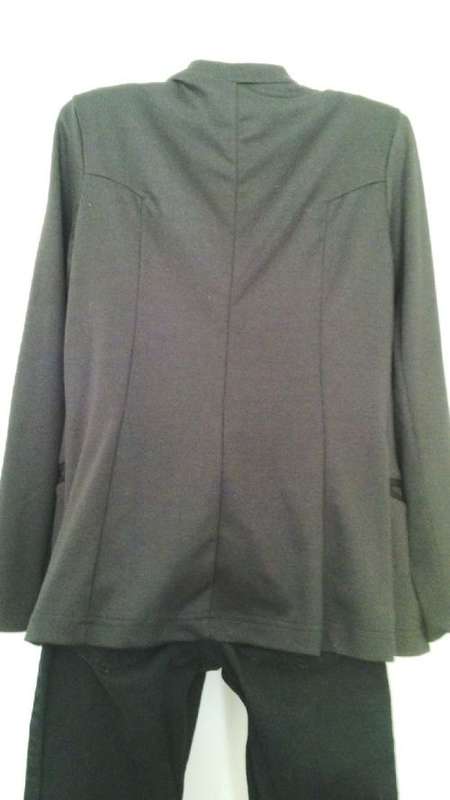 Soft Black Jacket With Leather Look Lapels Size Medium
