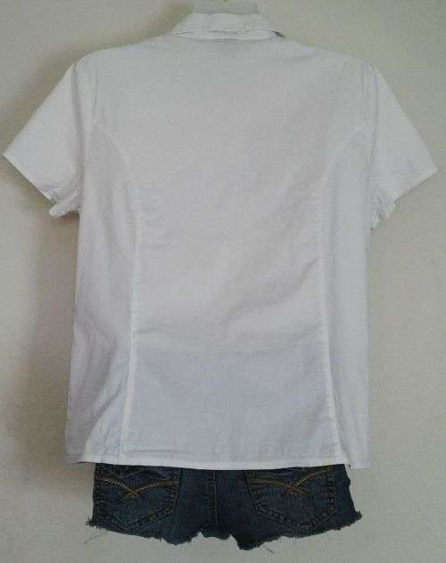 White Short Sleeve Fitted Shirt By Fashion Express Size 12