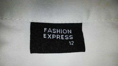White Short Sleeve Fitted Shirt By Fashion Express Size 12