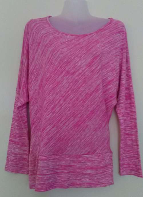 Pink and White Marled Long Sleeve Top Size Large