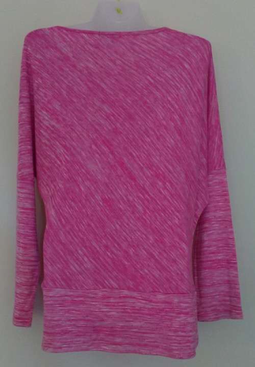 Pink and White Marled Long Sleeve Top Size Large
