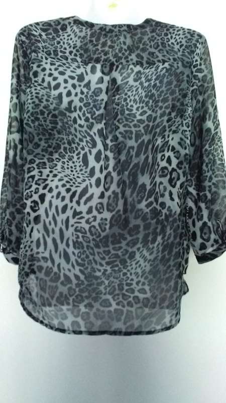 Black & Grey Leopard Print Shirt Size 36