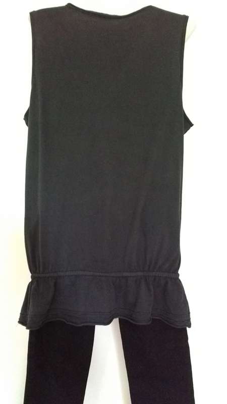 Black Longer length V Neck Top With drawstring Waist Size 18