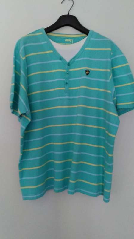 Green Striped T shirt by Easy Size XL