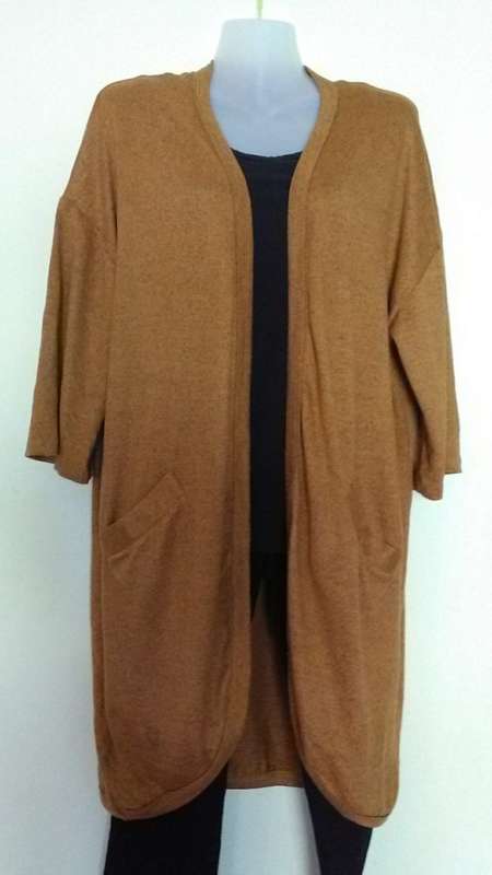 Brown Long LEngth Cardigan By Polo Company Size Large