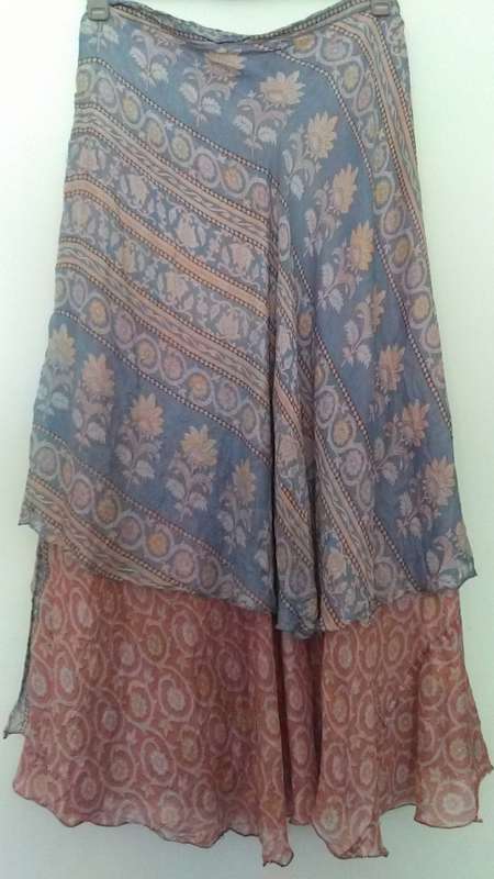Long Silk Wraparound Skirt
