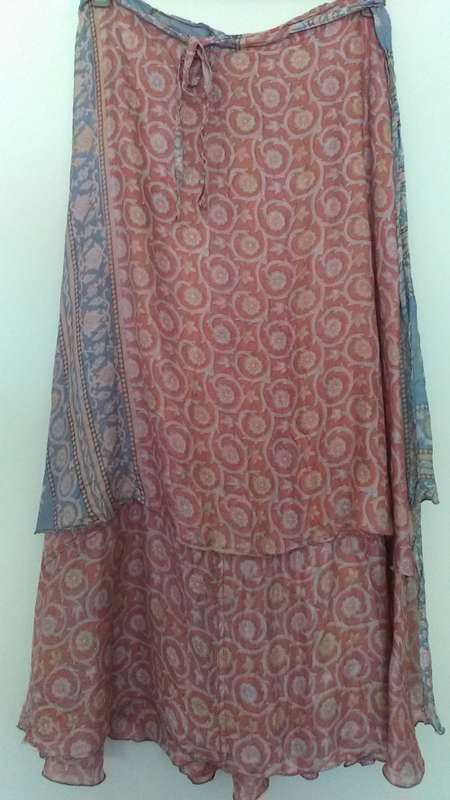 Long Silk Wraparound Skirt