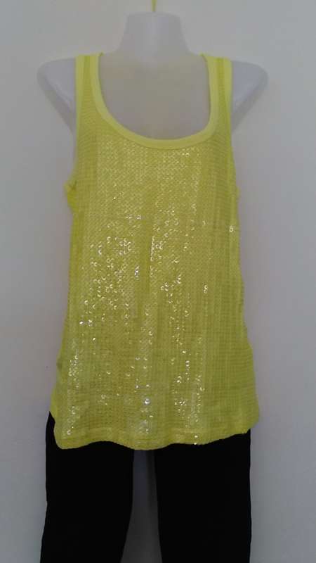 Yellow Sequined Vest Top by Legend Size Large
