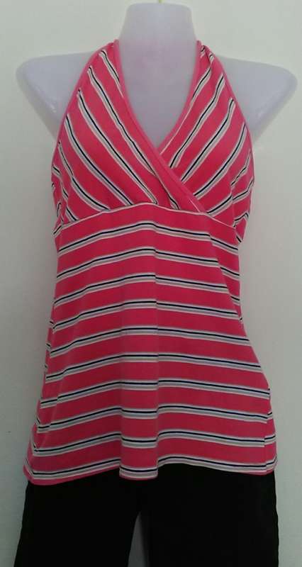 Pink Striped Halter Neck Top By Candy Rocket Size Medium