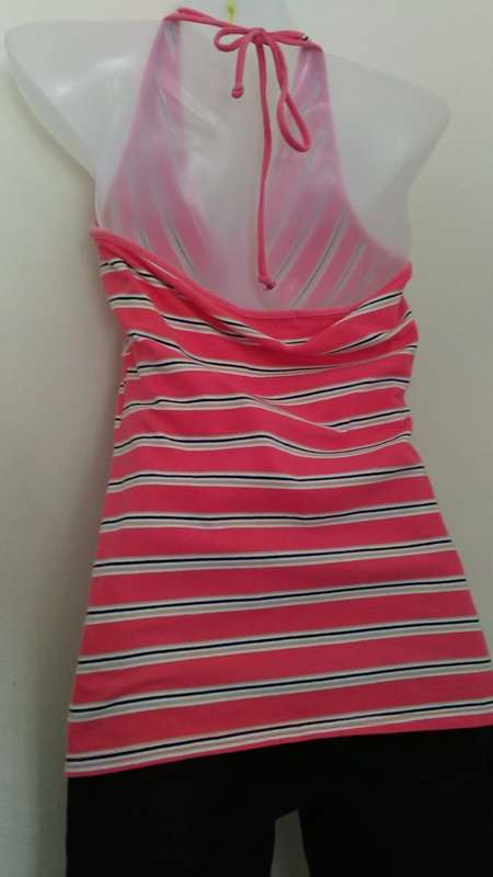 Pink Striped Halter Neck Top By Candy Rocket Size Medium