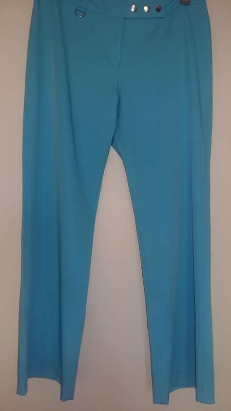 Turquoise Polyester Flared Pants Size 36