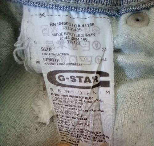 Faded, Distressed Jeans By G Star Size 31