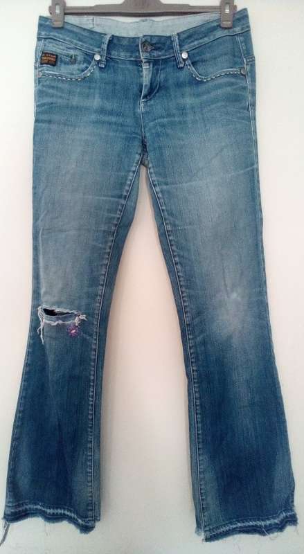 Faded, Distressed Jeans By G Star Size 31