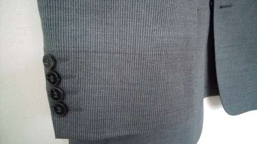 Grey Pinstripe Pure Wool Jacket by Duomo Men Size 42