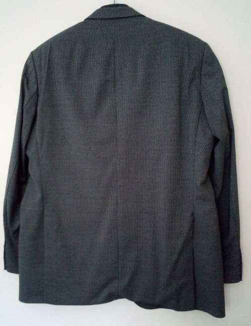 Grey Pinstripe Pure Wool Jacket by Duomo Men Size 42