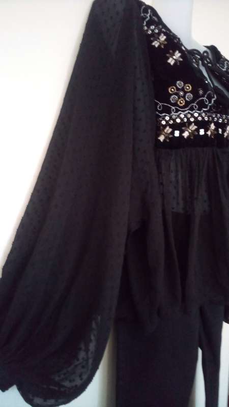 Black top with Embroidery and Sequin detail by The Fix size 12