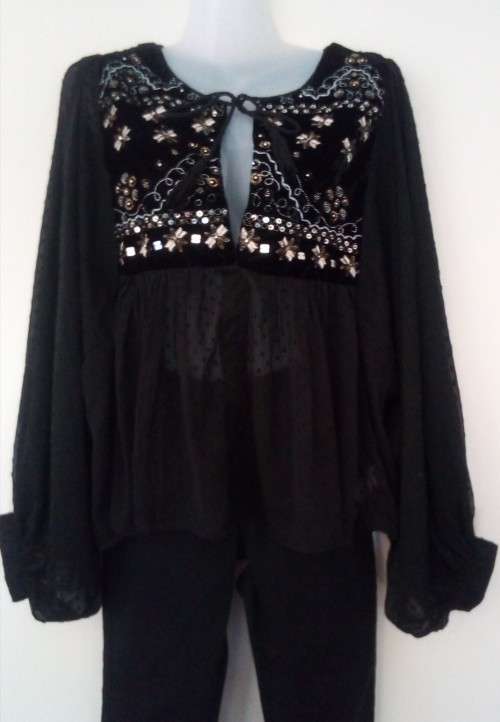 Black top with Embroidery and Sequin detail by The Fix size 12