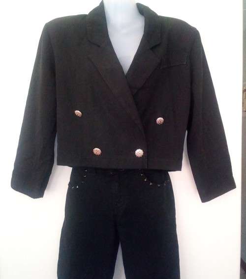 Black Cropped Jacket by Truworths Size 32