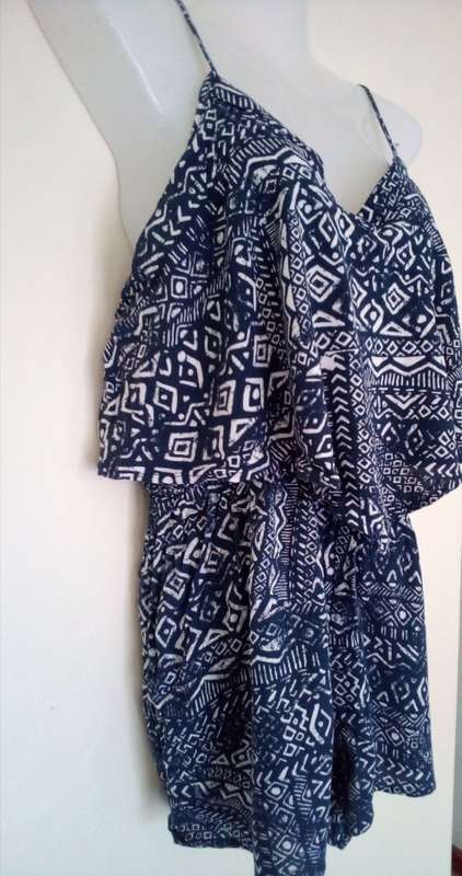 Blue and White short Romper suit by Cotton On Size small