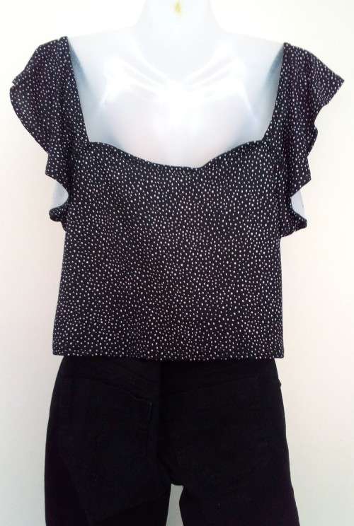Black and white polkadot Top by RT size XL