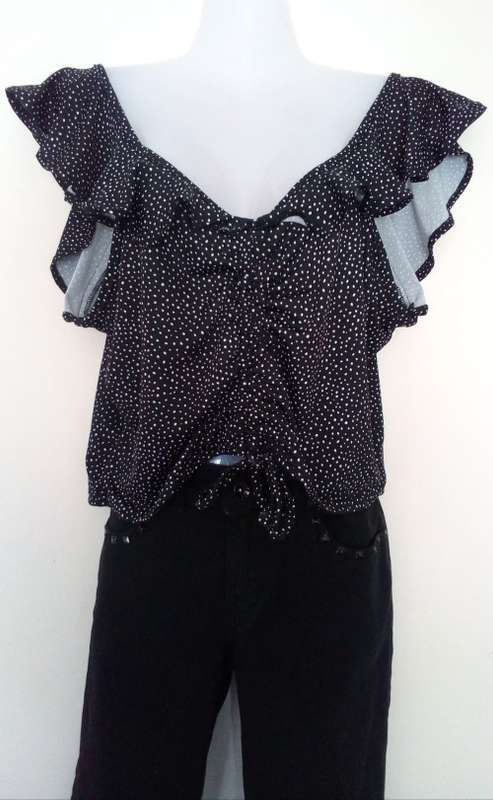 Black and white polkadot Top by RT size XL