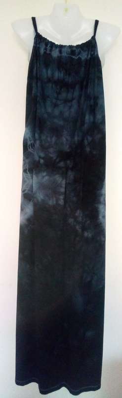 Navy Blue and Black Tie Dye Full Length Dress by Truworths Size 34