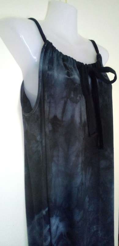 Navy Blue and Black Tie Dye Full Length Dress by Truworths Size 34