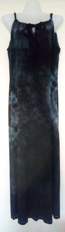 Navy Blue and Black Tie Dye Full Length Dress by Truworths Size 34