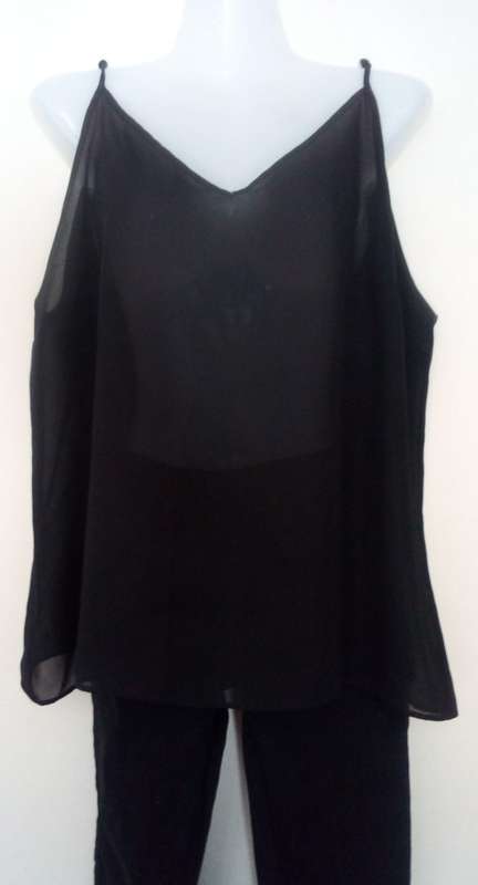 Black Dress Top with matching Camisole Top Size Large