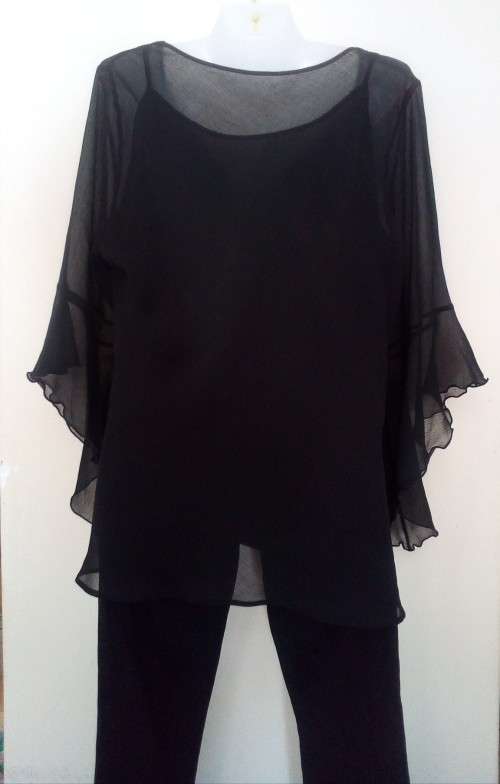 Black Dress Top with matching Camisole Top Size Large